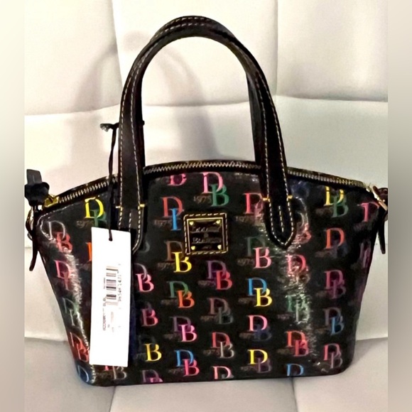 Dooney Bourke Handbag Crossbody Satchel Multicolor DB Logo Purse Rainbow Dooney - Picture 2 of 10